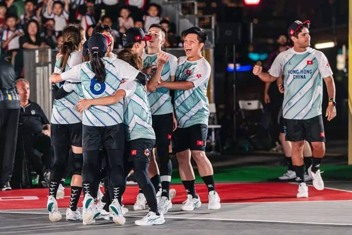 El equipo de Hong Kong celebrando su primera victoria en un Mundial de Baseball5.