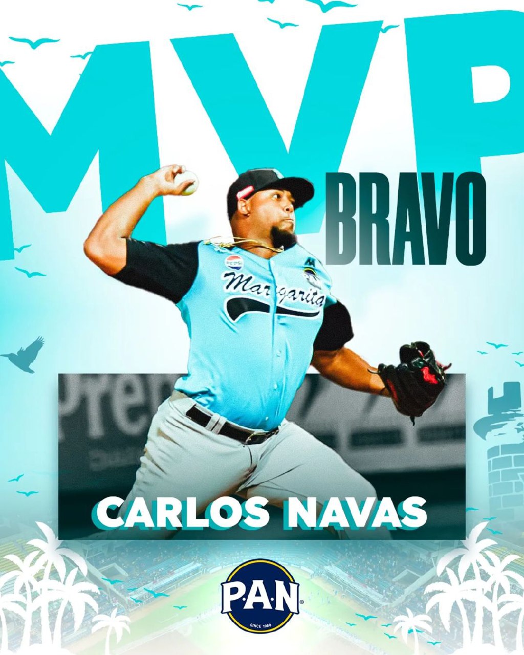 Carlos Navas fue seleccionado MVP del tercer partido de los Bravos de Margarita en la temporada 2024-25